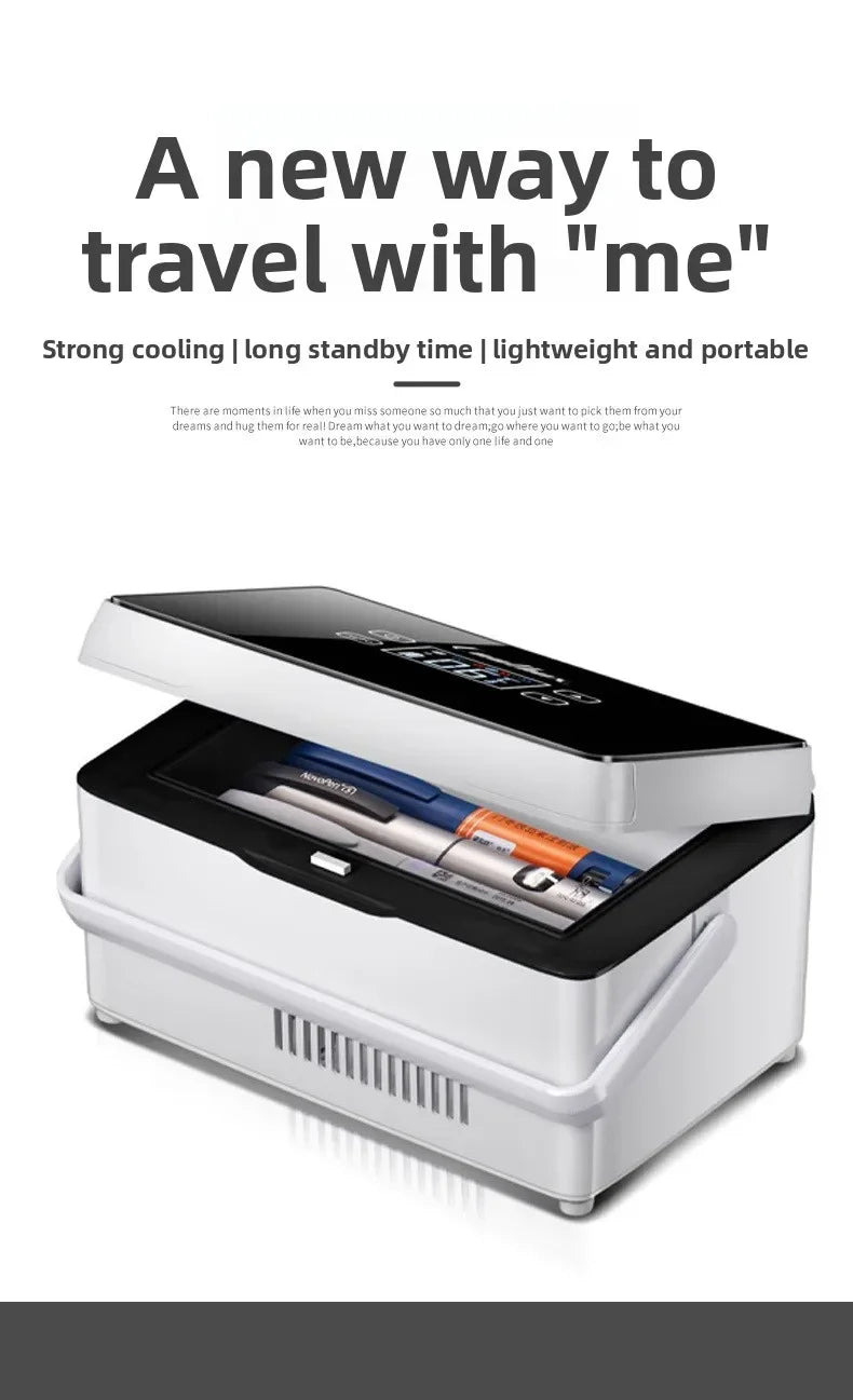 Home Outdoor Travel Car Train Airplane Dual Use Insulin Injections Cooler Fridge USB Rechargeable and Plug Portable Constant Temperature Medicine Storage Pills Case Medicines Cooler Refrigerator