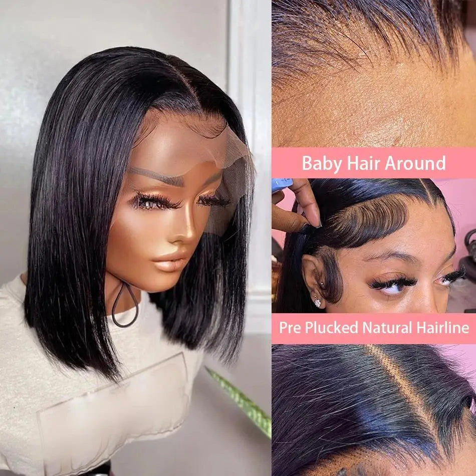NEW Arrivals 13x4 Straight Lace Frontal Bob Wig 8-14 Inches Pre Plucked 100% Real Human Hair Wigs Brazilian Remy Bone Straight Bob Super Sale