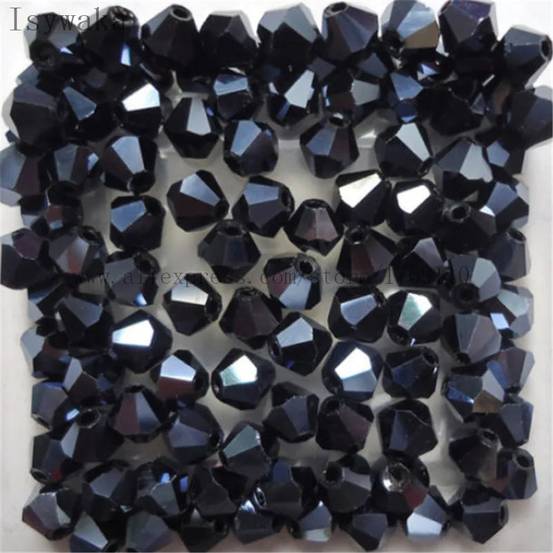33 Colors 100 PCS Set Blue Multicolor 4mm Bicone Austria Crystal Beads Charm Glass Beads Loose Spacer Bead for DIY Jewelry Making Apparel Accessories Tools Set
