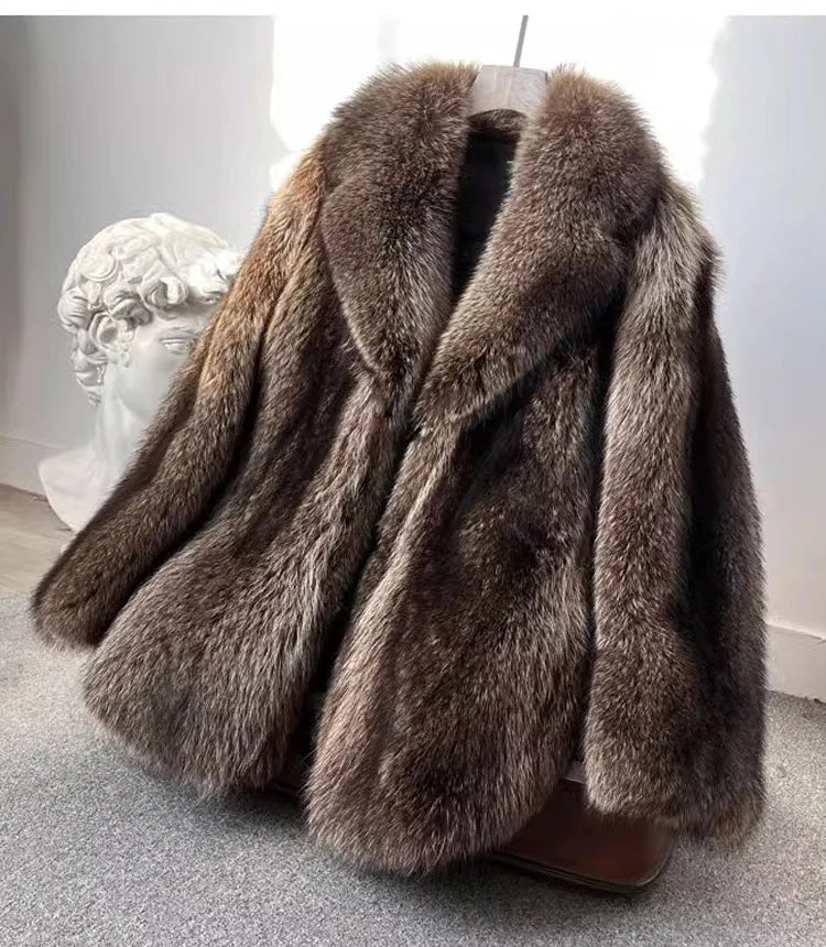 NEW Arrivals S-6XL PLUS SIZE Men Autumn Winter Thick Maxi Faux Fox Fur Coat Jacket Long Sleeve Warm Luxury Fur Black Parkas Furry Shaggy Snow Outerwear