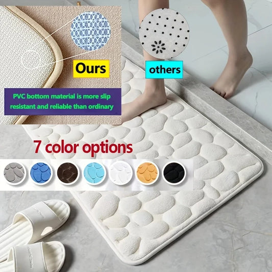 3D Memory Foam 40x60CM 50X80CM Thickened Bathroom Foot Massage Mat Fiber Carpet, Bathroom Kitchen Living Room Anti Slip Mat, Pebble Floor Mat, Household Non-Slip Entry Mat ﻿Bathroom Accessories