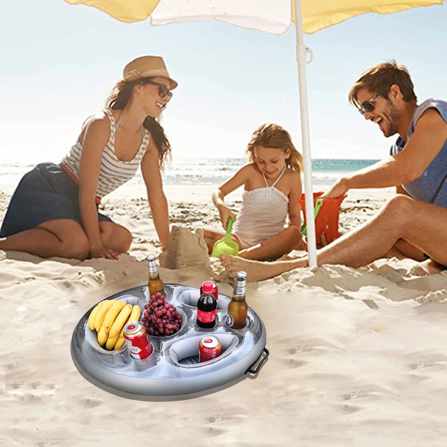NEW Arrivals 1PCS PVC Inflatable Beverage Holder Cup Holder Porous Cup Cushion Fruit Red Wine Mobile Phone Water Inflatable Ice Bed Swimming Pool Beach Party Accessories
