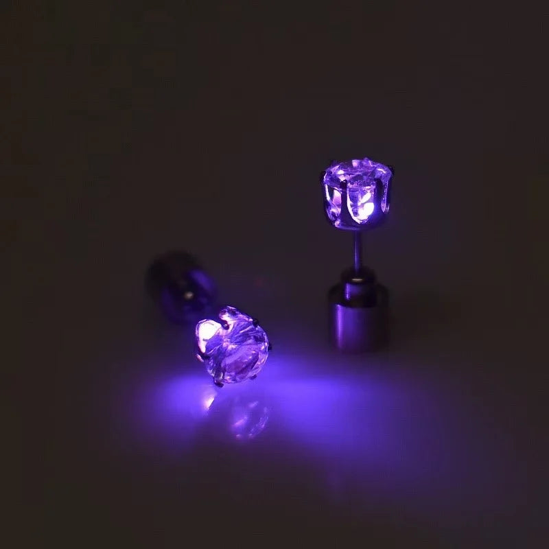 2/5 Pair LED Earring Rave Festival Party Bar Night Club Glowing Earring + Hair Ties Girl Women Ear Accessories Light Up Bling Ear Stud Gogo Dance Fashion Jewelry Accessory Sets