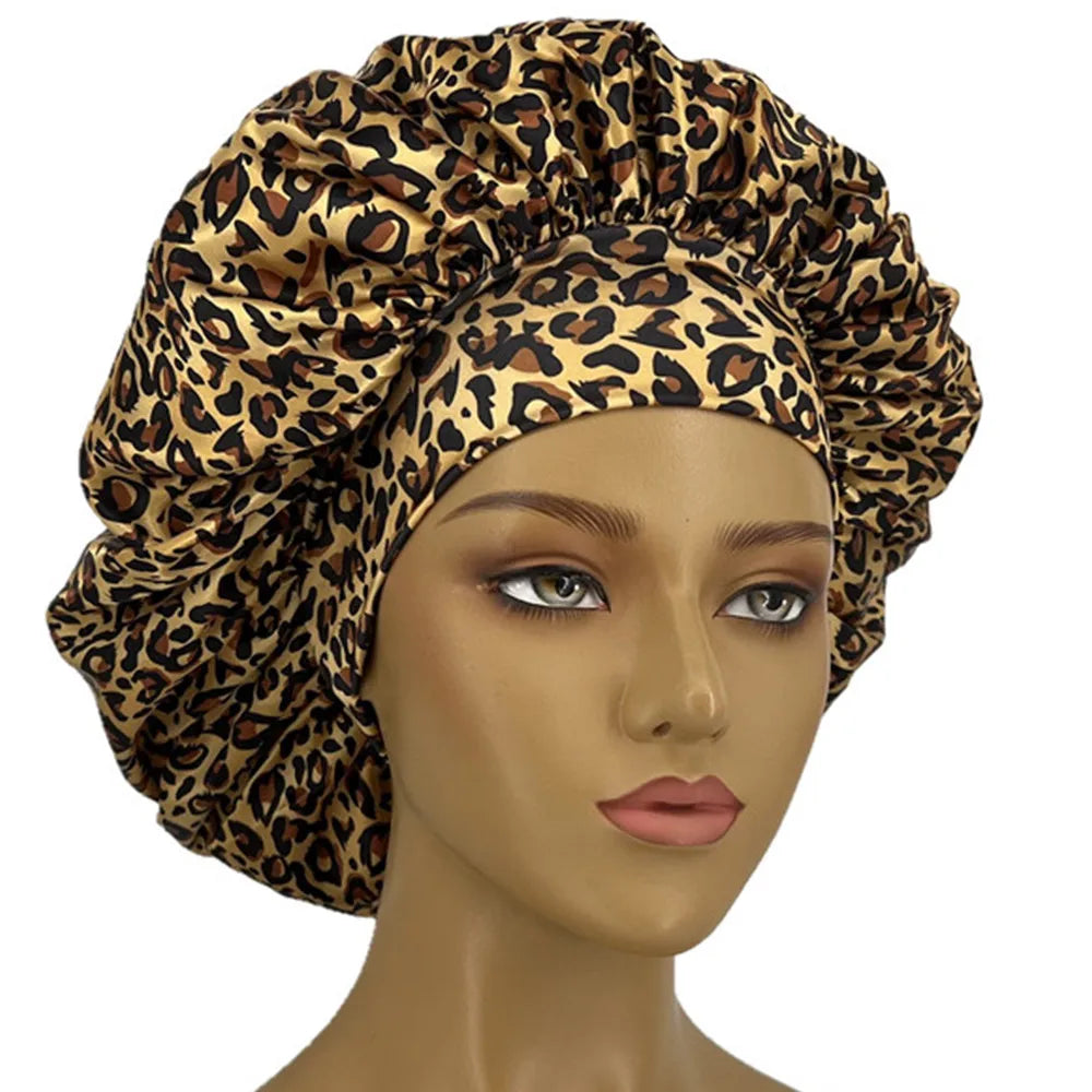 3 Color Leopard Zebra Bonnet for Women - Soft, Curl-Enhancing Sleep Cap with Wide Elastic Band, Unscented, Ideal for Dry & Textured Hai