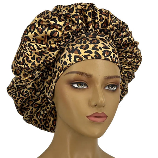 3 Color Leopard Zebra Bonnet for Women - Soft, Curl-Enhancing Sleep Cap with Wide Elastic Band, Unscented, Ideal for Dry & Textured Hai