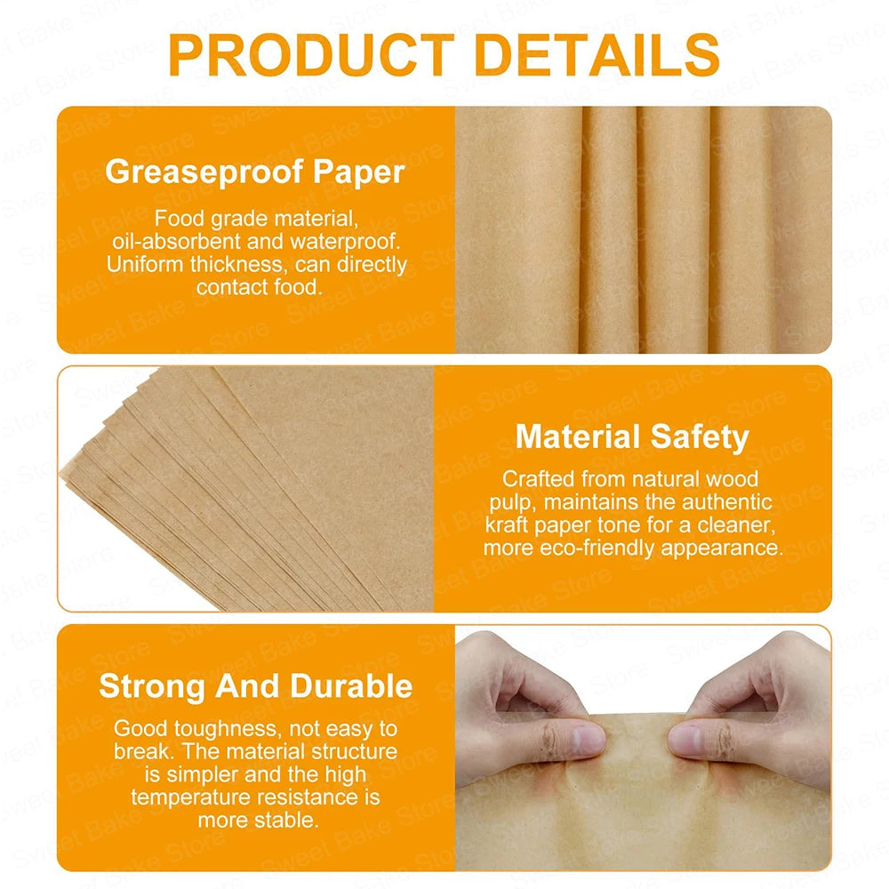 NEW Arrivals Parchment Paper Sheets, Unbleached Non-Stick Paper Mats, for Baking, Pastry Cooking, Grilling, Frying, Steaming and Air Fryer (20x30cm) Cooking Tools Set