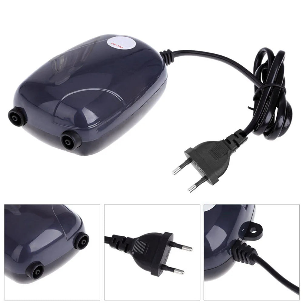 NEW Set Aquarium Air Pump Fish Tank Mini Compressor with Accessories Kit Single Double Outlet with Check Valve Tube Aquatic Accessories 220V 3W 5W