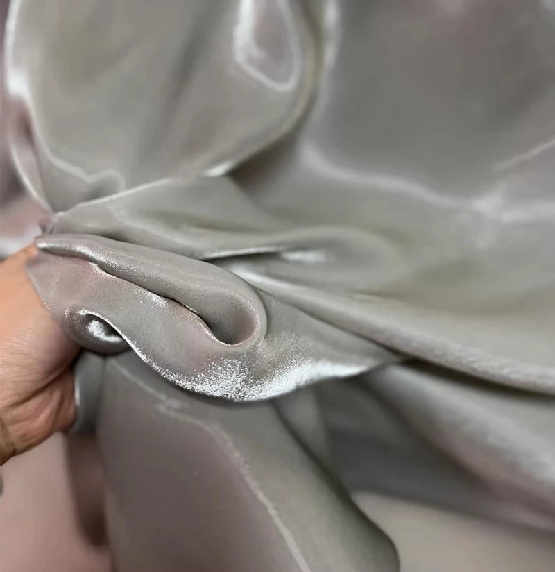 NEW 5M 10 Colors Luxury White Smooth Satin Water Gloss Liquid Organza Fabric sewn Evening Dress Shirt Micro Transparent Fabric