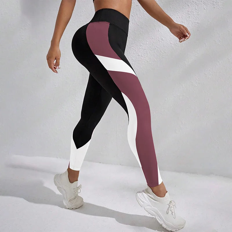 Colorblocked High Waist Yoga Pants Leggings for Women Tummy Control Workout Leggings for Women