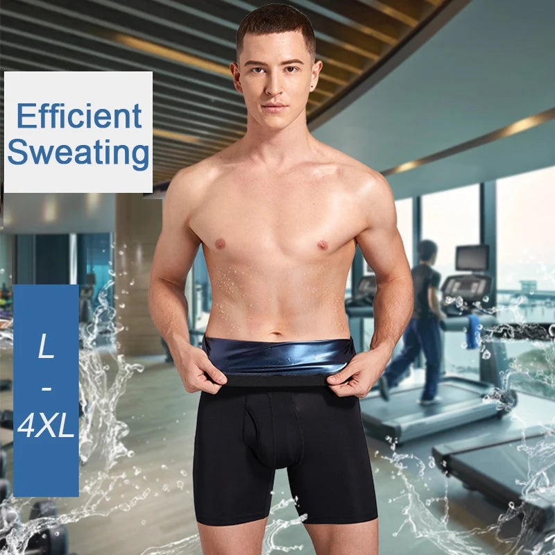 NEW Sweat Sauna Shorts Men's Fat Burning Waist Trainer High Waist Fitness Running Sports Underwear Slimming Pants Body Shapewear