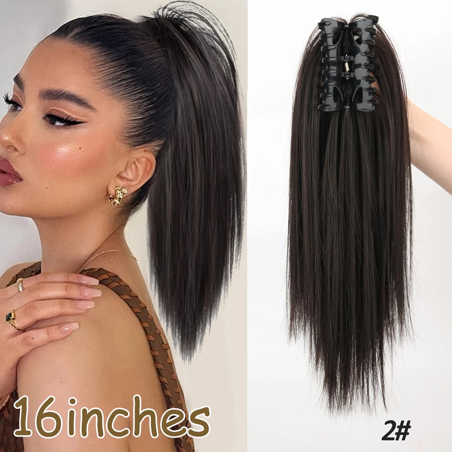 NEW  Synthetic Long Straight Wrap Around Clip In Ponytail Hair Extension Can Be Permed Heat Resistant Pony Tail Fake Hair