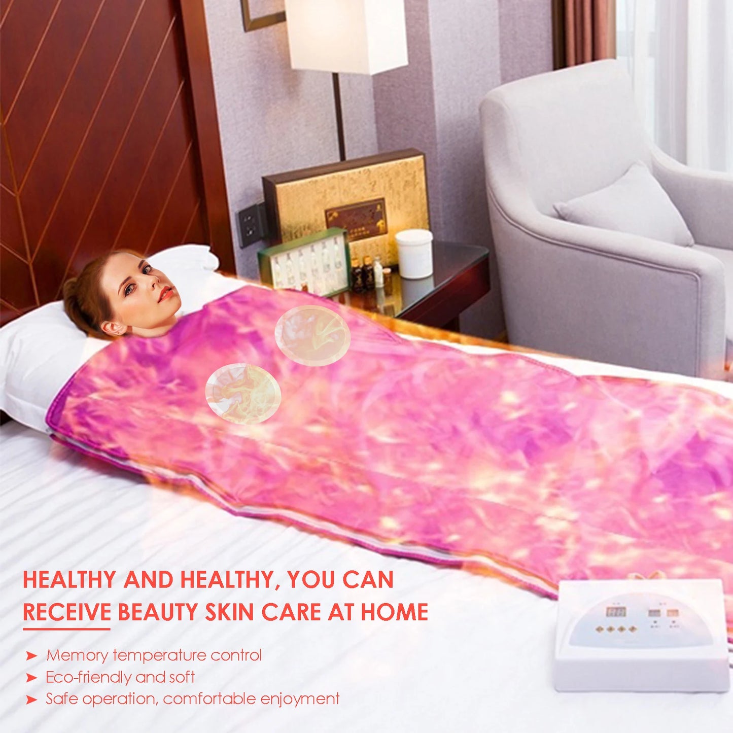 NEW Arrivals High Quality 7 Core Materials Sauna Blanket With Sleeves, Digital Thermal Sauna Blanket Body Shaper For Weight Loss Fat Burning And Fitness (With 2 Sleeves) Women Men Body Care Supplies Health Care Products