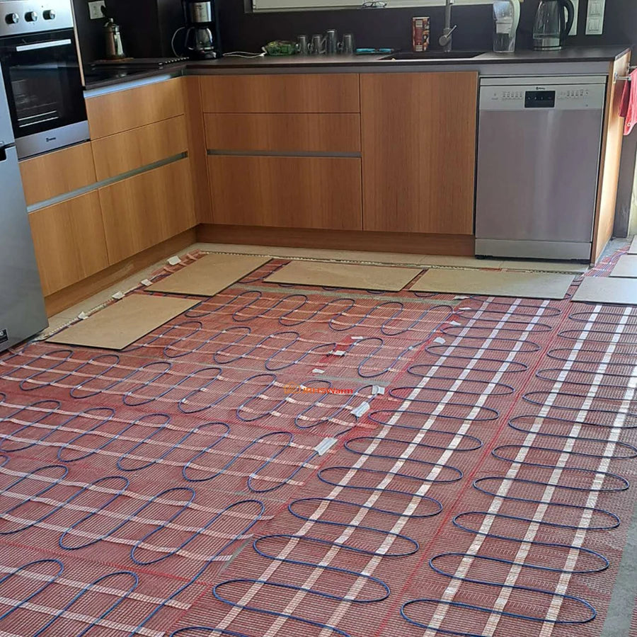 NEW Arrivals 230V 150W/M2 Electric Radiant Underfloor Dual Core Heating Fiberglass Mesh Mat Kit System For Tiles Ceramic Porcelain Stone Heating Home Winter Supplies
