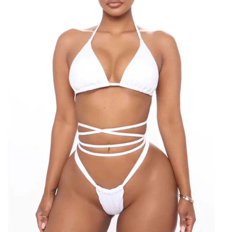 2 PCS Set S-XL Size Y2k Sexy High Waist Gothic Bikini Print Swimsuit Women Swimwear Push Up Set Brazilian Bathing Suit Summer Skull Wear Swimming Apparel Sets