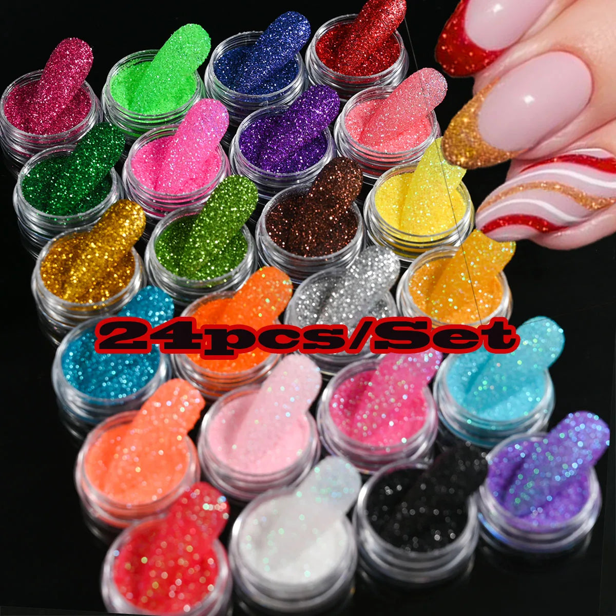 Set Sparkly Holographic Fine Sugar Nail Powder Diamond Chrome Pigment Dust For Gel Polish Glitter Manicure Accessories