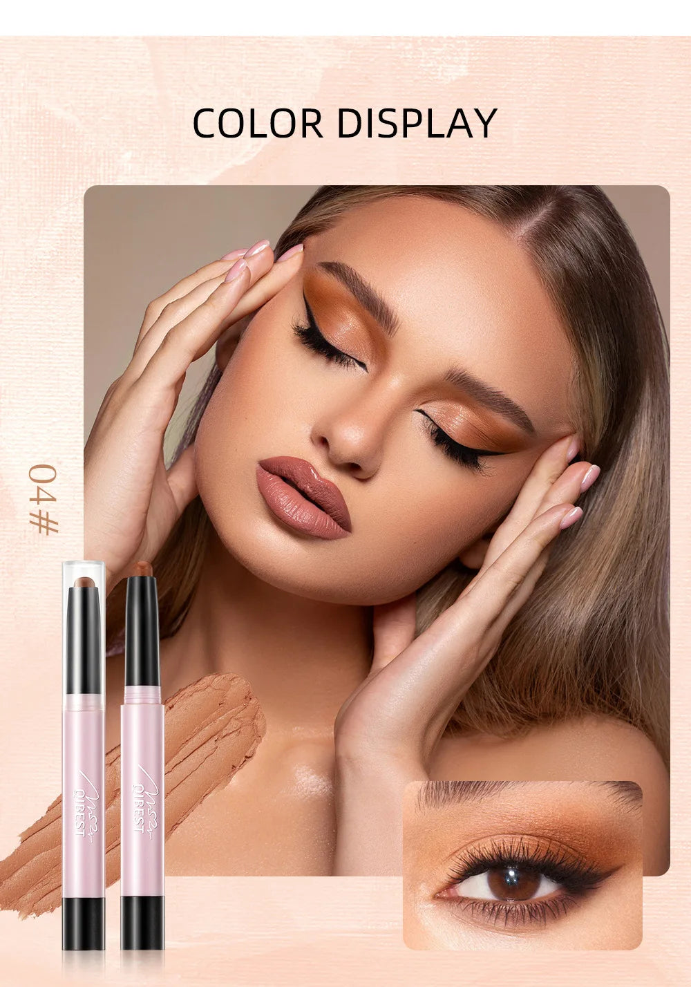 12 Colors Lazy Eye Shadow Stick Pearl Glitter Brightening Highlight Eyeshadow Silky Long Lasting Shimmer Makeup Matte Tool