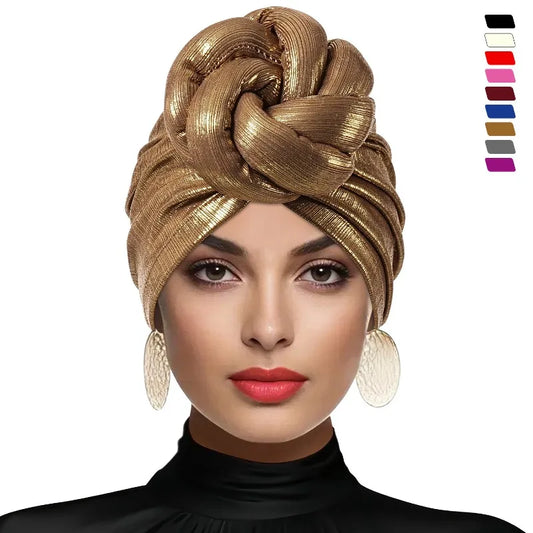 12 Colors Ice Silk Luxury Bonnet For Women Turban Hat Hot Ice Silk Quick-Drying Breathable Laser Personality Trend Ethnic Flower-Wrap Knotted Cap female
