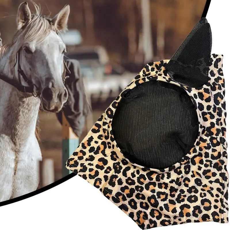 Horse Fly Face Cover Leopard Pattern Equestrian Supplies Comfortable Breathable Anti-Mosquitoes Cover Horse Care Product