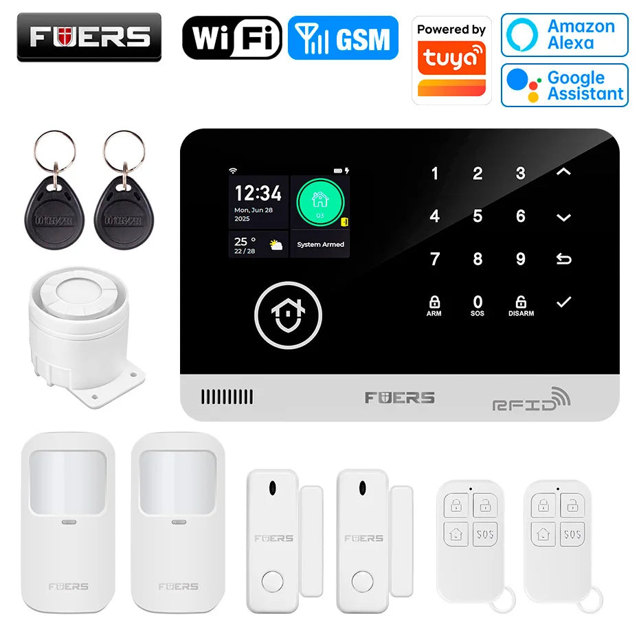 Just Arrived Upgraded 13 Languages Alarm System for Home Office Shops TUYA Smart WI-FI GSM Security Alarm Host with Doors Windows Motion Sensor Smart App Control Work Google Alexa Amazon Voice Support Security Supplies