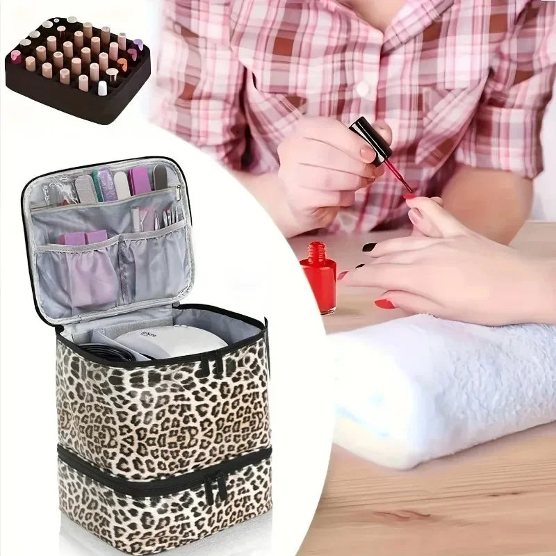 Essential Oil Bag Portable Nail Polish Storage Bag Makeup Cases Organizer Cosmetic Handbag with Handle 1/2 Layers for Travel