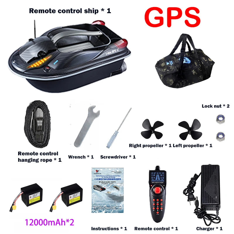 817 GPS BAIT BOAT Voice Announcements 500m 20000mAh Sonar Load 3KG Automatic Cruise Return Dual Motor Fish Finder Independent Control of Silo Ocean Lake River Professional Fishing Supplies