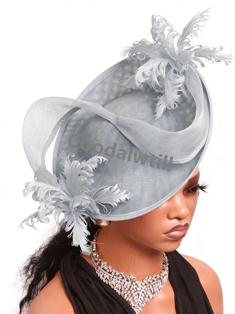 21 Colors Royal Ascot Horse Racing Women Femme Luxury Fascinator Kentucky Ladies Tea Cocktail Derby Headpiece Feather Fancy Opera Concerts Red Carpet Bride Wedding Hats Apparel Accessories