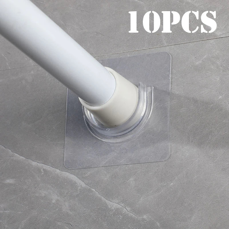 8PCS Set  Premium Telescopic Rod Bracket Strong Adhesive Shower Curtain Rod Holder Wall Mount Space-Saving for Bathroom Wardrobe Home Bathroom Tools Sets