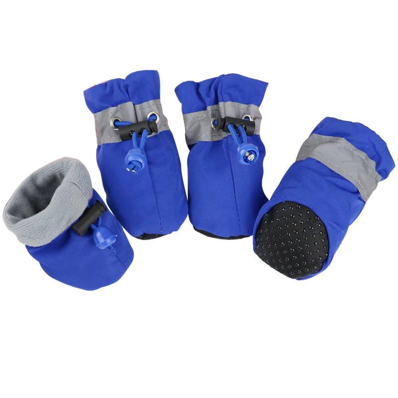 4pcs Antiskid Puppy Shoes Waterproof Winter Pet Dog Anti-slip Rain Snow Boots Footwear Thick Warm For Pre-walkers Socks Booties