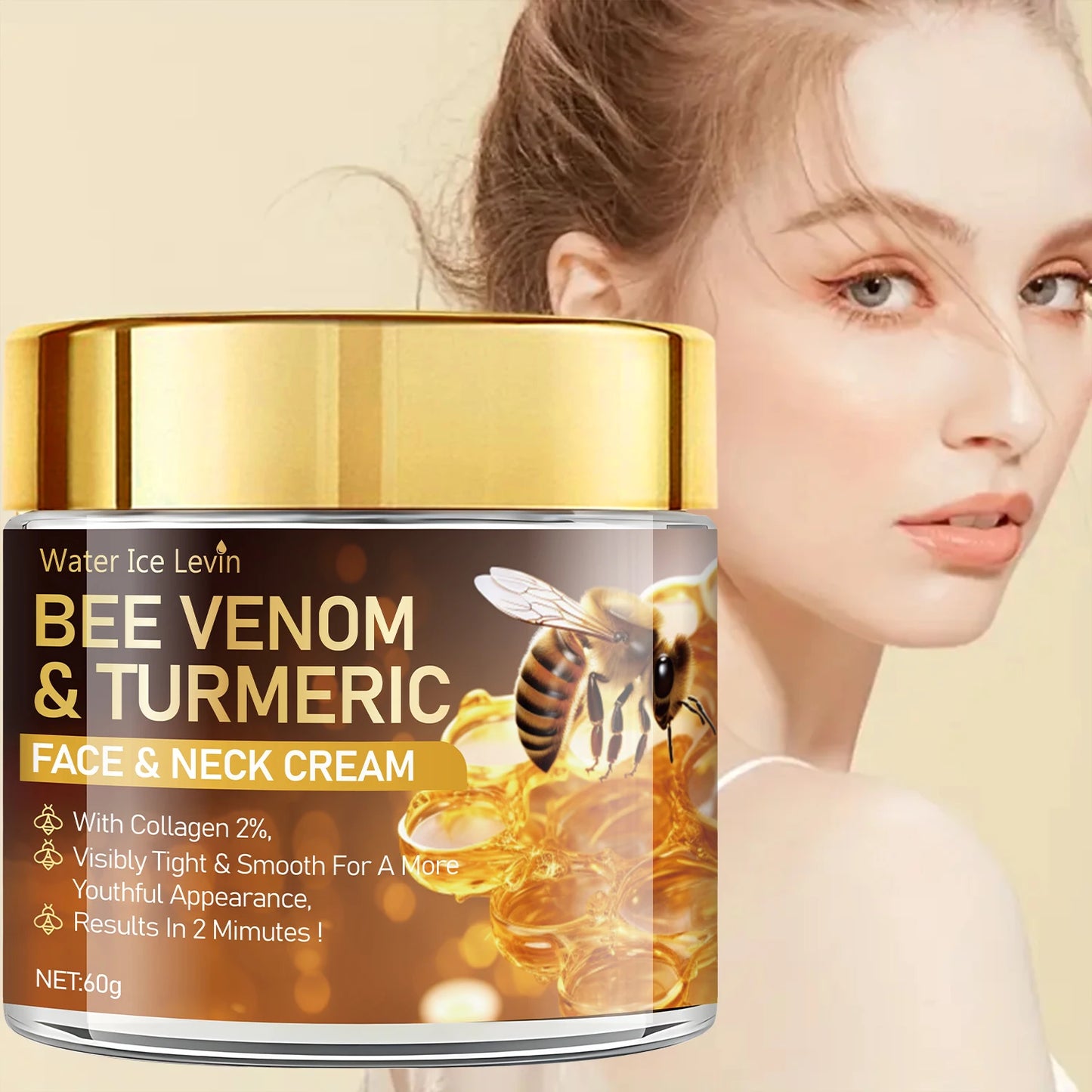 Bee Venom Instant Facial Lifting Cream Firms and Lifts Loose Skin, Smooth Skin |   Alcohol-Free, Containing Hyaluronic Acid, Suitable for All Skin Types Women Skin Care Supplies Korean Products