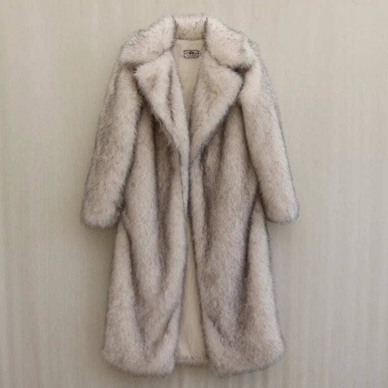 Barbiken same men's fur coat winter warm mink long big fur collar casual plus size