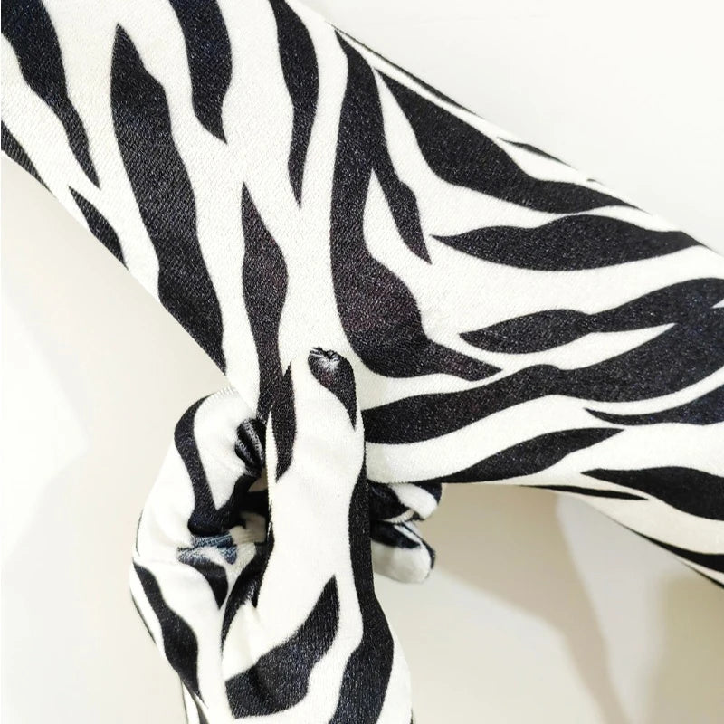 NEW Arrivals Luxury 53cm Women Winter Warm Gold Velvet Leopard- Zebra High Quality  Long Gloves Fashion Elegant Opera Stage Performance Evening Night Club Party Girls Ladies Luxury Fashion Apparel Accessories Clothing Supplie