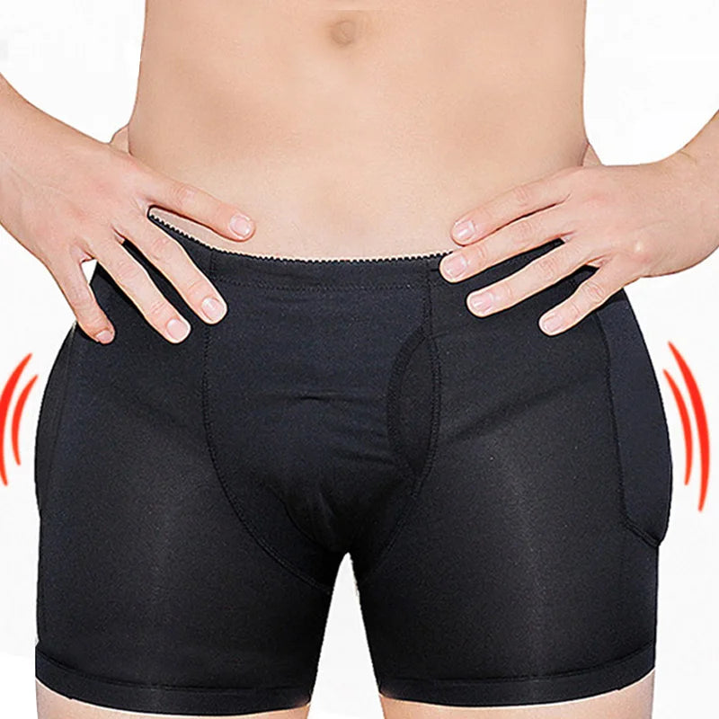 S-6XL Plus Size Black and Beige Color Shapewear Men Body Shaper Hip Pad Filling Butt Lifter Builder Fake Ass Padded Panties Shorts Male Underwear