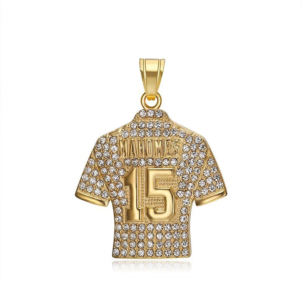 Fashion Football Jersey Messi Cristiano Ronaldo Neymar Mbappé Harland Rhinestone Necklaces + 60cm Gold Chain Men Stainless Steel Soccer Fans Hip Hop Jewelry Accessories