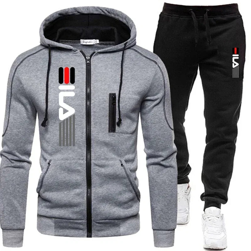 NEW Arrivals 2PCS Set M-3XL 6 Colors Men's Hooded Tracksuit, Zipper Jacket and Sweatshirt Set , Men's Workout Clothes, Hiking Running Gym Sports, Autumn Winter Men Male Fashion Apparel Supplies