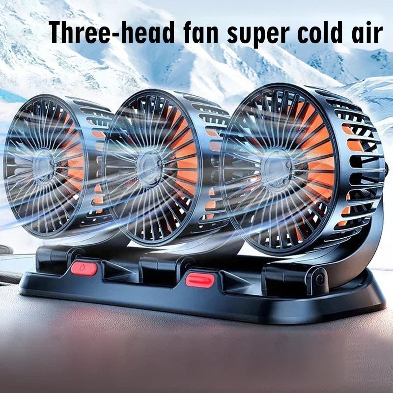 NEW Design 360° Rotating Three Heads Car Cooling Fans Portable Home Office Powerful Wind Speed Whirlwind All Vehicles USB Car Cigar Charging Perfect Summer Days Air Cooling Supplies