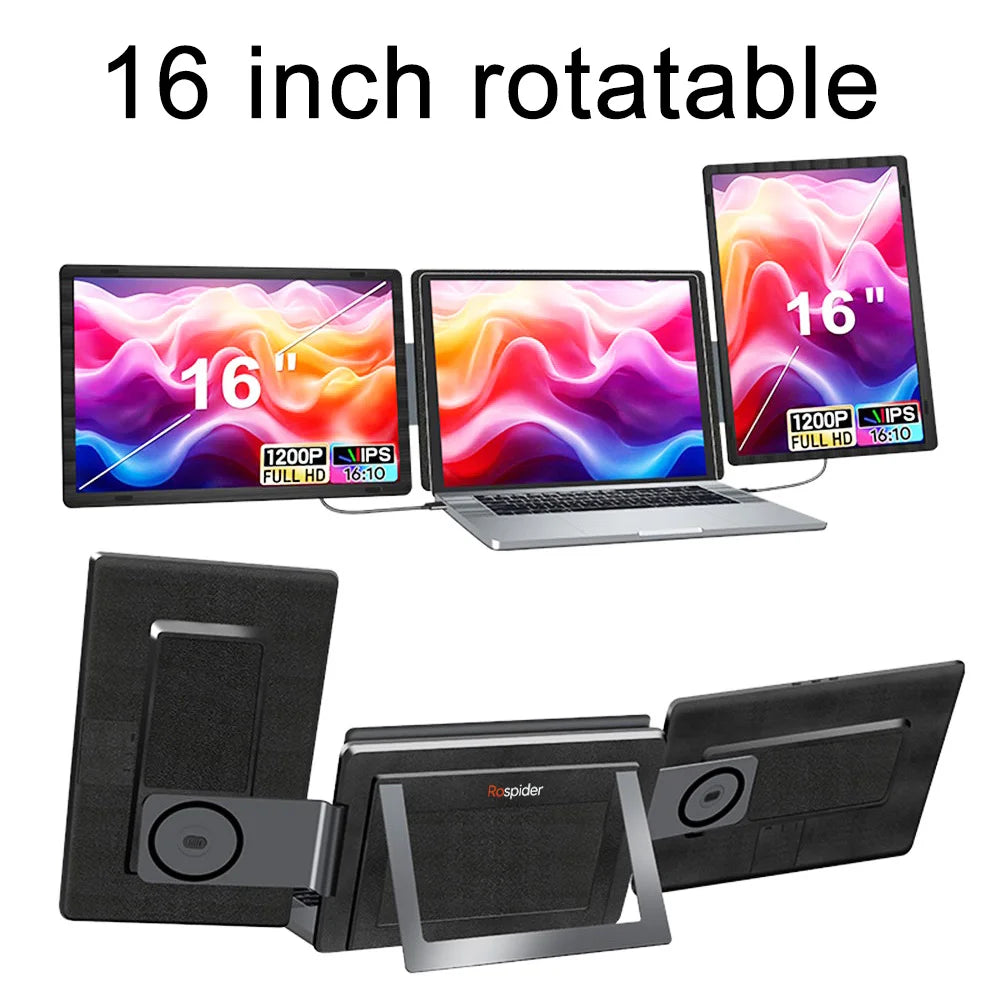 14" to 16" Inch 1080P-2560P Dual Screen Extender Display FHD IPS Triple Expandable Monitor High Definition for Laptop Productivity