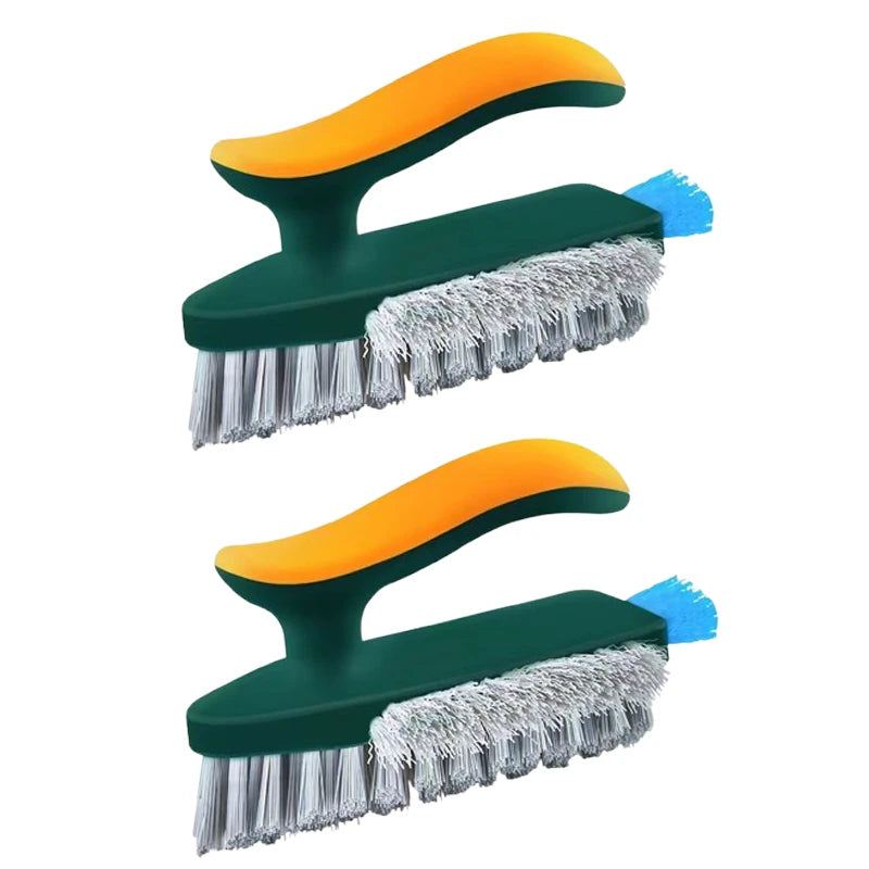 2 PCS Set 4-in-1 Grout Brush with Squeegee Durable Bristles Heavy-Duty Scrub Brushes for Cleaning Tile Grout Kitchen Bathroom Cleaning Tools