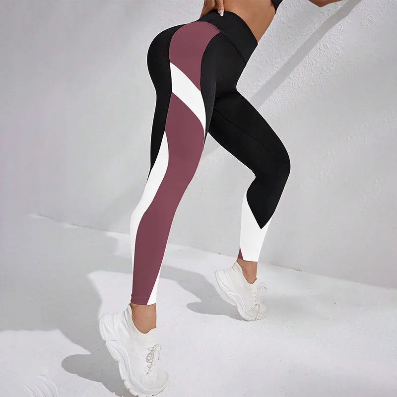 Colorblocked High Waist Yoga Pants Leggings for Women Tummy Control Workout Leggings for Women