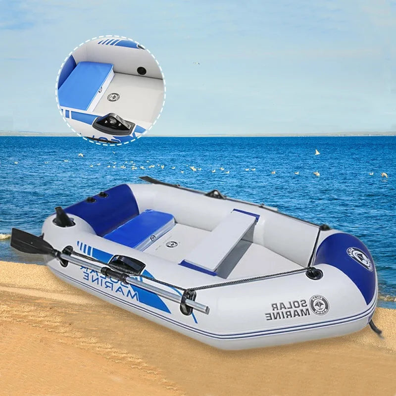 4 Colors Solar Marine 2 Person PVC Fishing Boat 2M Inflatable Kayak Wear-Resistant Canoe Waterplay Craft with Free Accessories Air Pump Paddles etc