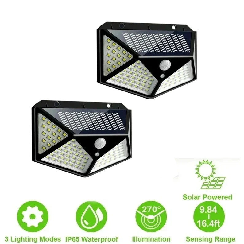 1-8 PCS Set 3 Modes Motion Sensor Outdoor Street Light 100LED Solar Wall Lights Wide Lighting Angle Floodlight Home Step Safety Lamps