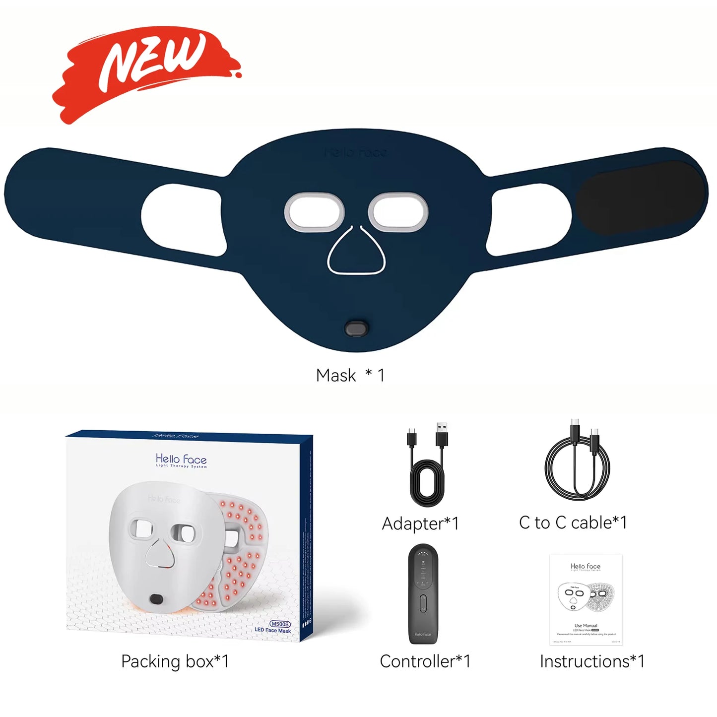 Hello New Face 510K Wireless Near-Infrared and Red Light Therapy Facial Mask For Powerful Anti-Aging Professional Ultra-light Mask 3000mAh