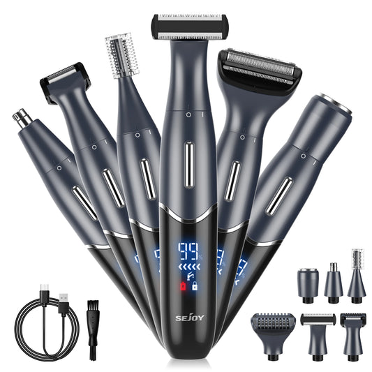 NEW Arrivals 6PCS Set  Body Hair Electric Trimmer Bikini Line Nose Eyebrow Ear Beard Shaver Men & Women Nose Hair Trimmer Eyebrow Razor Portable Body Shaver IPX5 Hair Care Accessories Beauty Salon Supplies