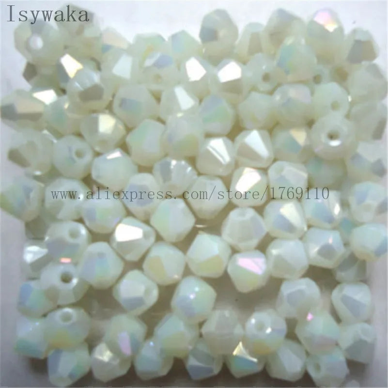 33 Colors 100 PCS Set Blue Multicolor 4mm Bicone Austria Crystal Beads Charm Glass Beads Loose Spacer Bead for DIY Jewelry Making Apparel Accessories Tools Set