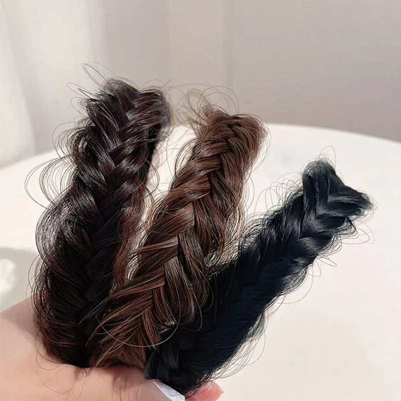Women Synthetic Wig Twist Braided Hair Bands Fashion Braids Hair Accessories Women Bohemian Nature Headband Stretch for Party