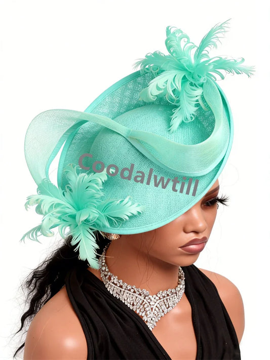 21 Colors Royal Ascot Horse Racing Women Femme Luxury Fascinator Kentucky Ladies Tea Cocktail Derby Headpiece Feather Fancy Opera Concerts Red Carpet Bride Wedding Hats Apparel Accessories