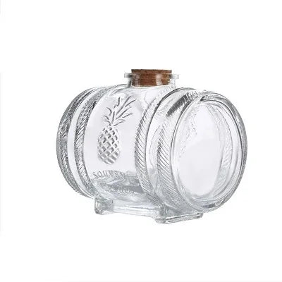 1000ML Full Set Glass Whiskey Barrel Wine Barrel Beer Bottle Fruit Aging Alcohol Honey Storage Container With Base Faucet Bar Set Home Bar Pubs Restaurants Barware Accessories