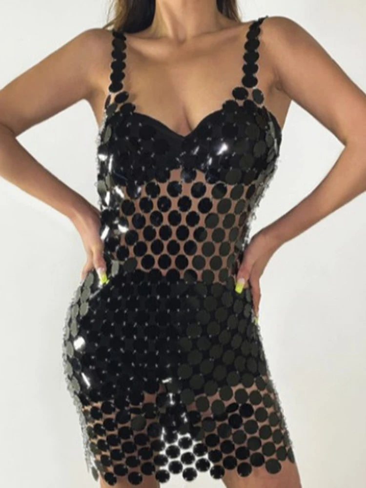 NEW Arrivals 7 Colors Sexy Backless Sequin Mini Dress Colorful Halter Bodycon Spring/Summer Evening Party Night Clubwear  Dress For Women