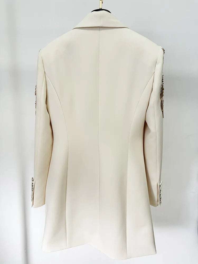 NEW Arrivals UK Size Luxury High Quality Autumn Sequins Evening Short Dress Women Long Sleeve Notched Blazer Suit Coat Evening Wedding Birthday Party Business Dinner Dresses Ladies Luxury Fashion Clothing Supplies