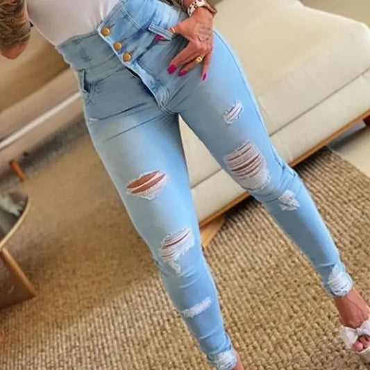 NEW Arrivals Pencil Pants Jeans Women Pencil Pants Bodycon High Waist Casual Long Pant Sheath Denim Trousers Tie Y2K Trouser Spring Summer Streetwear Girls Casual Fashion Apparel Suppplies