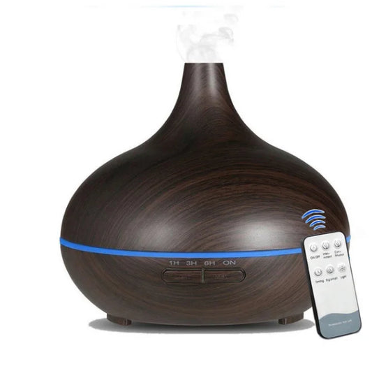 NEW Clear/Dark Wood Color Aroma Remote Control Diffuser And Humidifier 150/550ML Home Living Room Bedroom Office Humidifier + 6 Essential Oil Bottles Aromatherapy USB Charging Diffuser
